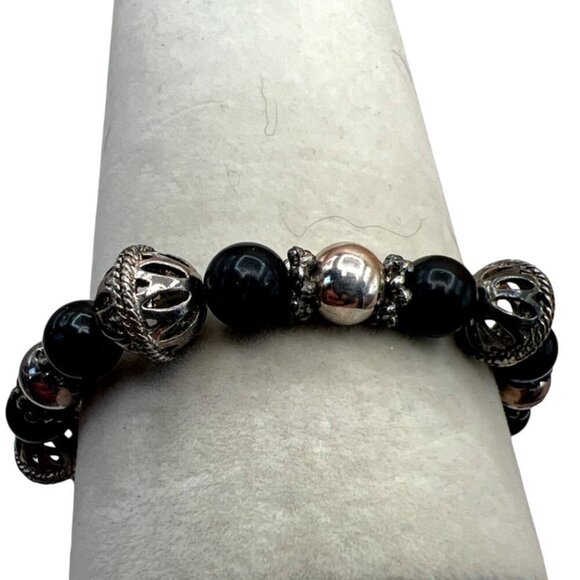 Bohemian Tribal Necklace & Bracelet Set With Black Beads.   B98 - Picture 9 of 12